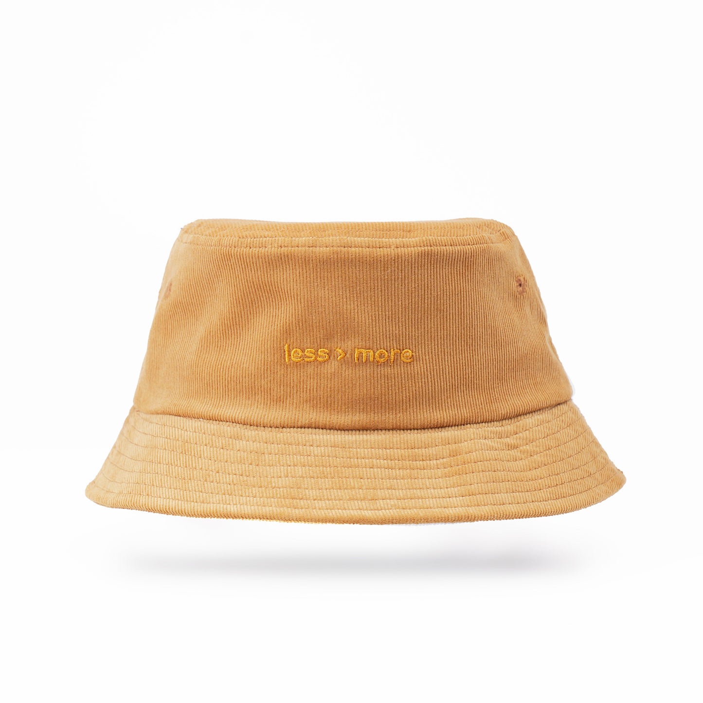 "less > more" Bucket Hat